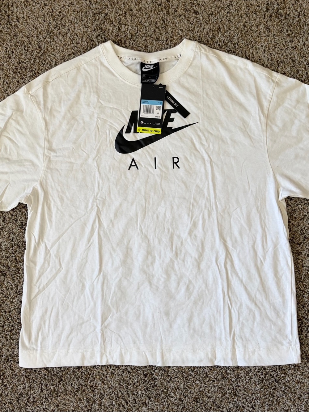 Nike Air Women’s M White T-Shirt with Black Swoosh Logo BNWT